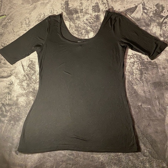 Women black casual shirt short sleeve/size M - Picture 2 of 5